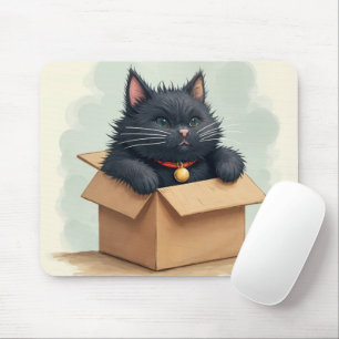 Tapis De Souris Chat noir dans une boîte