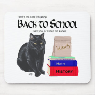 Tapis De Souris Chat noir de retour à l'école