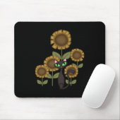 Tapis De Souris Chat noir de tournesol (Avec souris)