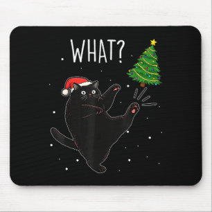 Tapis De Souris Chat Noir Drôle Quoi_ Arbre De Noël Meme Xmas Homm
