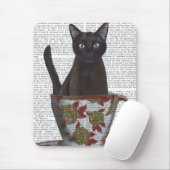 Tapis De Souris Chat noir en Teacup (Avec souris)