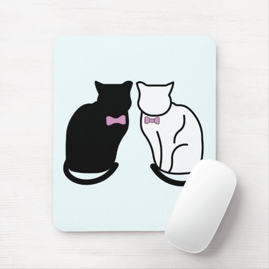 Tapis De Souris Chat noir et blanc (Avec souris)