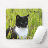 Tapis De Souris Chat noir et blanc Mousepad (Avec souris)