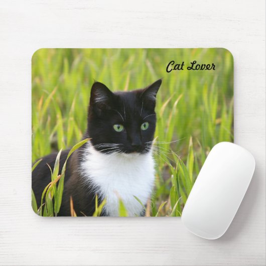 Tapis De Souris Chat noir et blanc Mousepad (Avec souris)