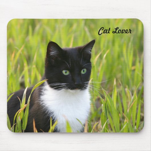 Tapis De Souris Chat noir et blanc Mousepad (Devant)