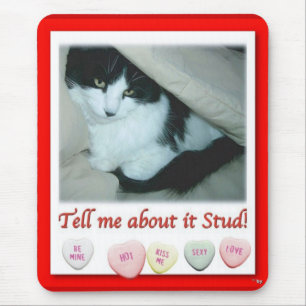 Tapis De Souris Chat noir et blanc Valentine