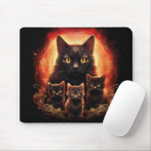 Tapis De Souris Chat Noir Et Ses Trois Chatons (Avec souris)