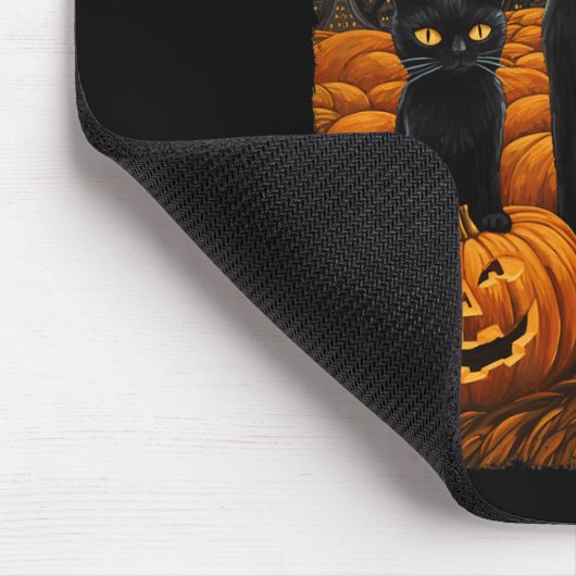 Tapis De Souris Chat Noir Halloween Amoureux des Chats Nuit Étoilé (Coin)