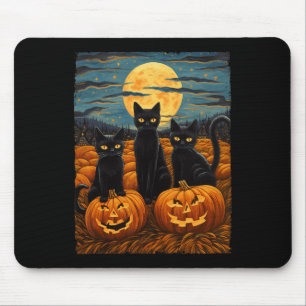 Tapis De Souris Chat Noir Halloween Amoureux des Chats Nuit Étoilé