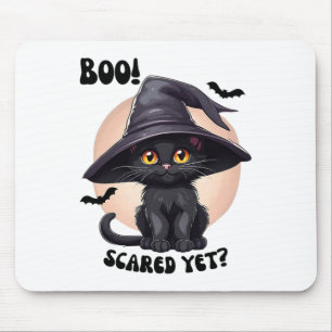 Tapis De Souris Chat noir Halloween mignonne Vintage Chaton noir B