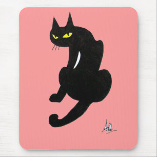 TAPIS DE SOURIS CHAT NOIR HALLOWEEN PARTY