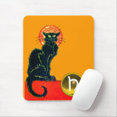 TAPIS DE SOURIS CHAT NOIR HALLOWEEN PARTY MONOGRAM (Avec souris)