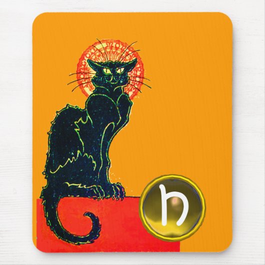 TAPIS DE SOURIS CHAT NOIR HALLOWEEN PARTY MONOGRAM (Devant)