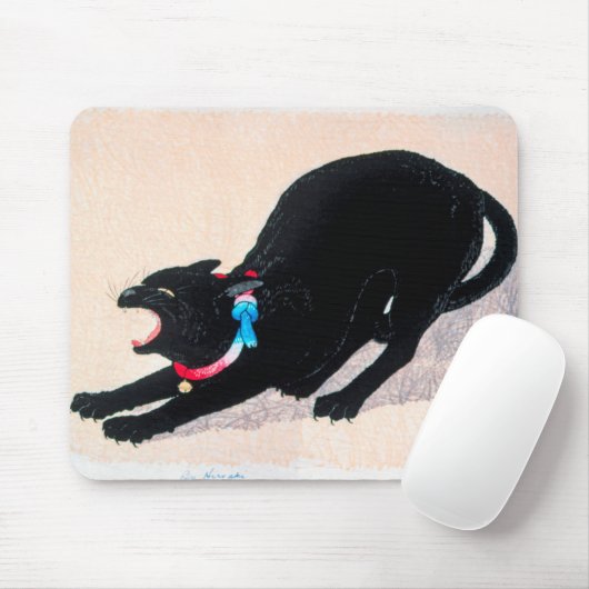 Tapis De Souris Chat noir Hissing Fine Art par Hiroaki Takahashi (Avec souris)