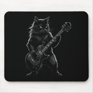 Tapis De Souris Chat noir jouant de la guitare électrique rocker g