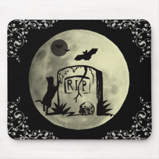 Tapis de souris chat noir joueur (Devant)