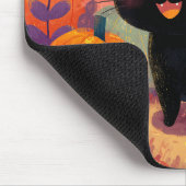 Tapis De Souris Chat noir mignon avec Jack-o’-Lanterns - Mousepad (Coin)