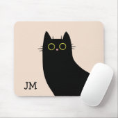 Tapis De Souris Chat noir mignon dans le style Mid Century (Avec souris)
