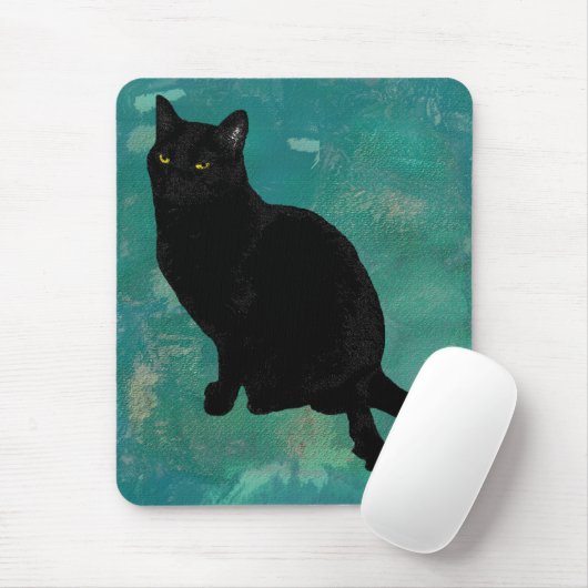Tapis De Souris Chat noir Mousepad (Avec souris)