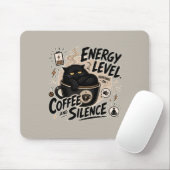 Tapis de souris Chat Noir propulsé par le Café (Avec souris)