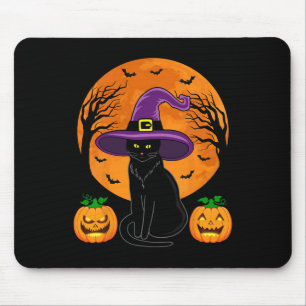 Tapis De Souris Chat noir rétro Halloween Costume Citrouille Femme