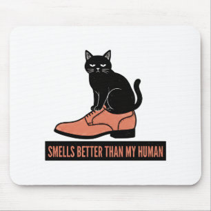 Tapis De Souris Chat noir sarcastique dans un mème de chaussure en