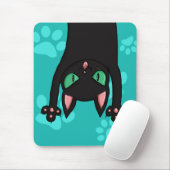 Tapis De Souris Chat noir sautant (Avec souris)
