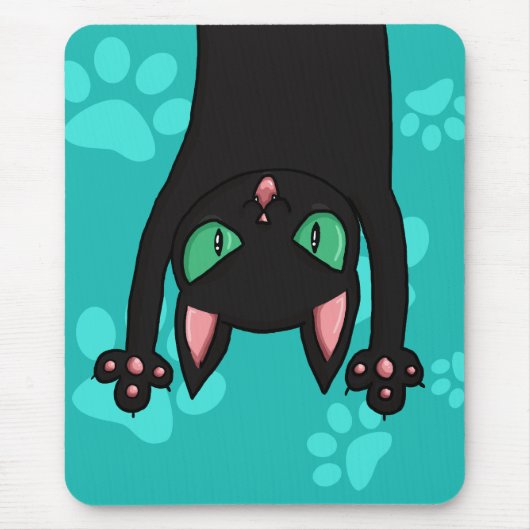 Tapis De Souris Chat noir sautant (Devant)