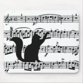 Tapis De Souris Chat noir sur la feuille de musique Panier (Devant)