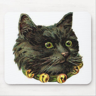Tapis De Souris Chat noir victorien avec col de cloche