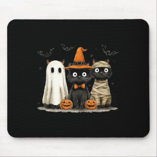 Tapis De Souris Chat noir vintage Halloween Citrouille Fantôme eff