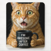 Tapis De Souris Chat Orange Avec Mug De Café Amusant (Devant)