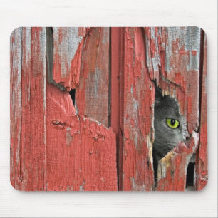 Tapis De Souris Chat Peeeeer en bois de grange