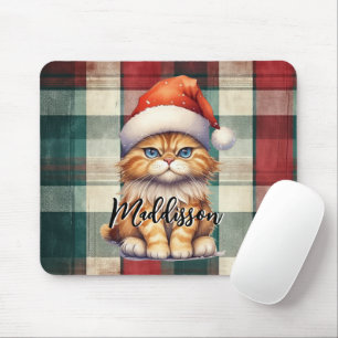 Tapis De Souris Chat Père Noël Plaid De Noël Avec Nom