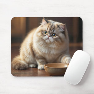 Tapis De Souris Chat Persan Avec Un Bol De Nourriture Vide