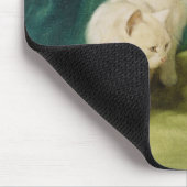 Tapis De Souris Chat persan blanc avec deux chatons (Coin)