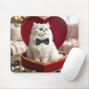 Tapis De Souris Chat Persan de la Saint-Valentin dans une boîte de