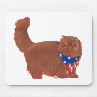 Tapis De Souris Chat Persan roux à longs poils patriotique