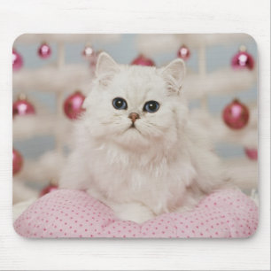 Tapis De Souris Chat persan se reposant sur le coussin rose