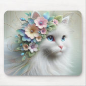 Tapis De Souris Chat Perse Avec Laurel Floral (Devant)