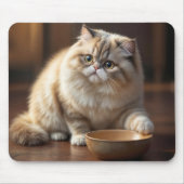 Tapis De Souris Chat Perse Avec Un Bol De Nourriture Vide (Devant)