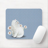 Tapis De Souris chat perse blanc sur le motif point pin (Avec souris)