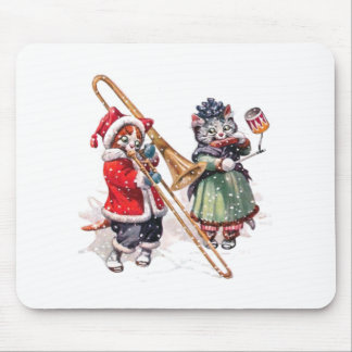 Tapis De Souris Chat Plays Trombone dans la neige