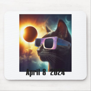 Tapis De Souris Chat Portant des lunettes solaires Eclipse Coloré
