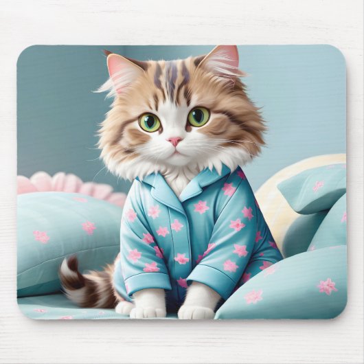 Tapis De Souris Chat portant un pyjama (Devant)
