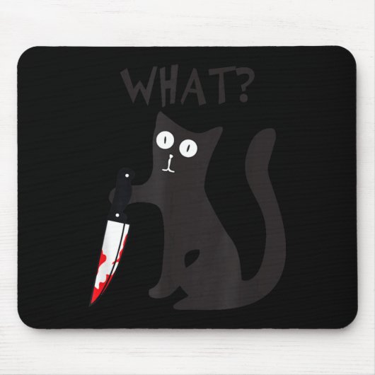 Tapis De Souris Chat Qu'est-ce que_ Drôle Chat Noir Meurtrier Chat (Devant)