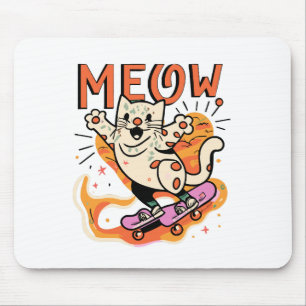 Tapis De Souris Chat qui patine Miaou
