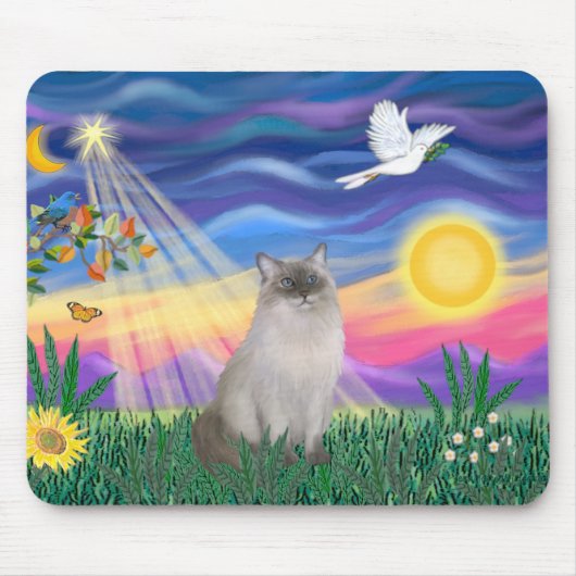 Tapis De Souris Chat Ragdoll (Blue Point) - Crépuscule (Devant)