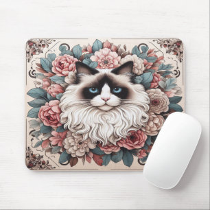 Tapis De Souris Chat Ragdoll Floral, Chaton Ragdoll Cute