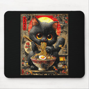 Tapis De Souris Chat Ramen Drôle Amoureux de Nouilles Anime Otaku